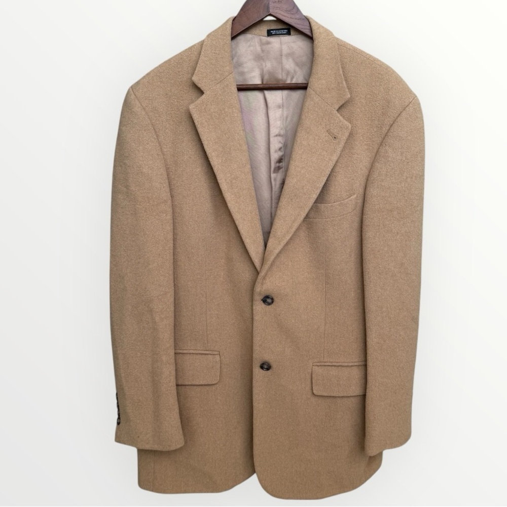 Vintage Crop & Saddle 100% Camelhair Tan Coat Men’s 42L Long Luxury Jacket